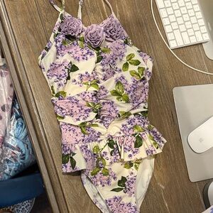 Janie and Jack Purple Floral Swimsuit